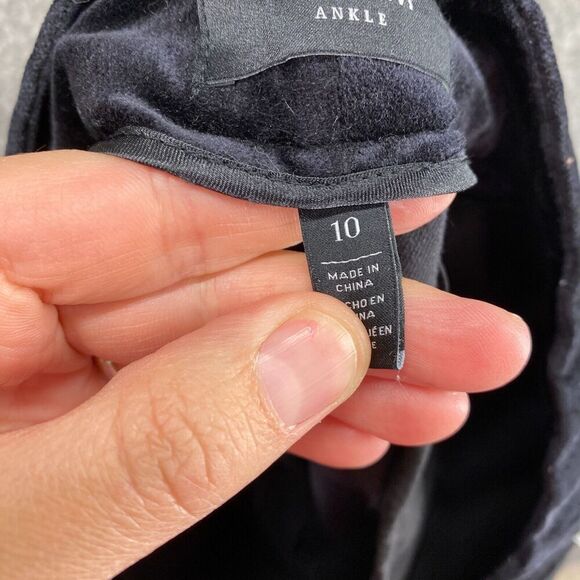 WHBL Pants Women 10 Black Mid Rise Flat Front The Slim Ankle Skinny - Picture 10 of 12